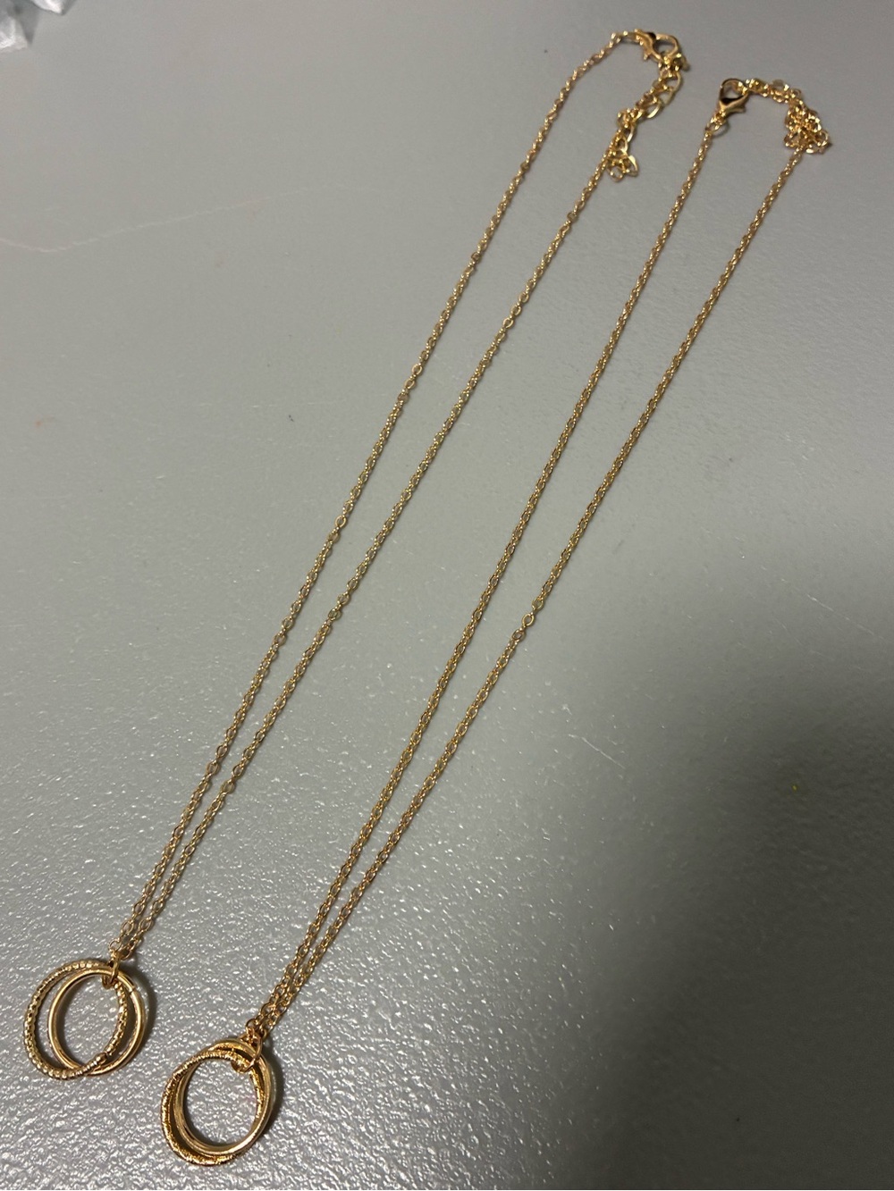 2 Gold Double Circle Pendant Necklace - Women’s Jewelry